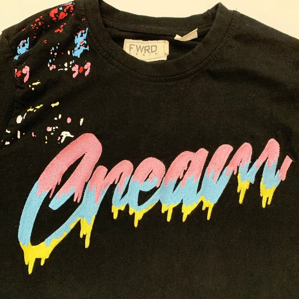 FWRD Denim Paint Splatter Cream Shirt Embroidered Pastel Men S Unisex Streetwear
